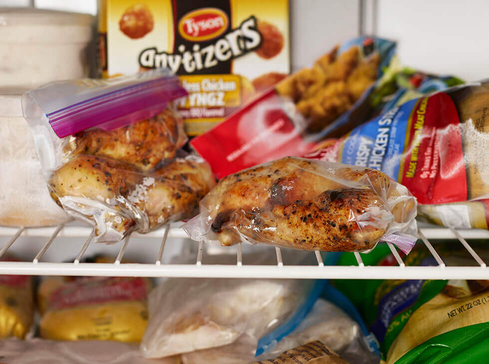 Tyson products being stored in a home freezer