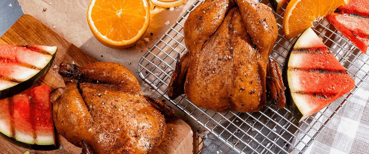 Orange Beer Can Smoked Chicken